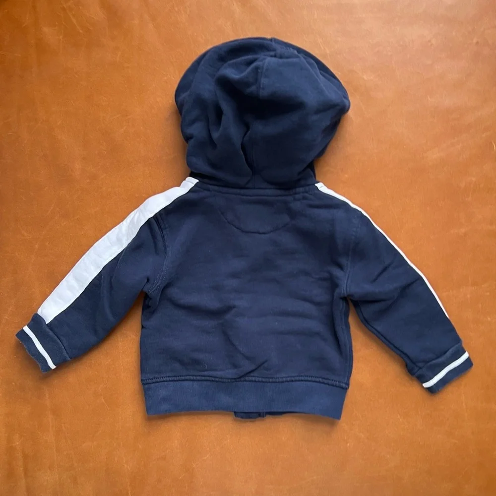 RALPH LAUREN Navy and White Stripe Hoodie, 12mo